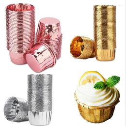 Moules de cuisson 50PC Feuille d'aluminium Muffin Cupcake Coupes de papier Gold Silver Liner Plateau Cas Caissettes de mariage Emballage