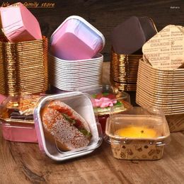 Bakvormen 50 stks 6,5x3,5 cm vierkante cupcake papier olie-proof chiffon roll cake cup muffin muffin mal houder