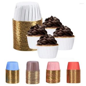 Bakvormen 50 Stuks Cupcake Wrapper Aluminiumfolie Liner Cup Lade Case Hittebestendig Muffin Voor Bruiloft Bakvormen