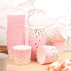 Moules de cuisson 50pcs Golden Rose Dot Muffin Cupcake en papier Tasse de boucle de mariage Party Wrapper Case Pirottini