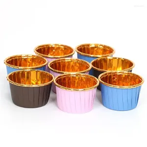 Moules de cuisson 50pcs / pack 7 couleurs Muffin Cupcake Liner Cake Wrappers Cup Plateau Case Gobelets en papier Outils de pâtisserie Fournitures de fête