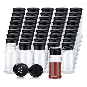 Moules de cuisson 50 pcs pots d'épices en plastique avec bouteilles de couvercles de secoue d'assaisonnement de 3,3 oz / 100 ml de noir