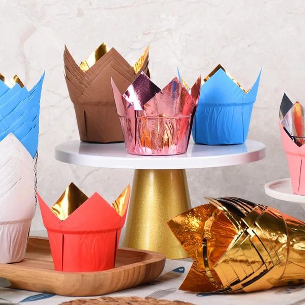 Moules de cuisson 50pcs Tulip Gobelet Cupcake Liner Cup Année de mariage Party Muffin Case d'huile Cake Wrapper