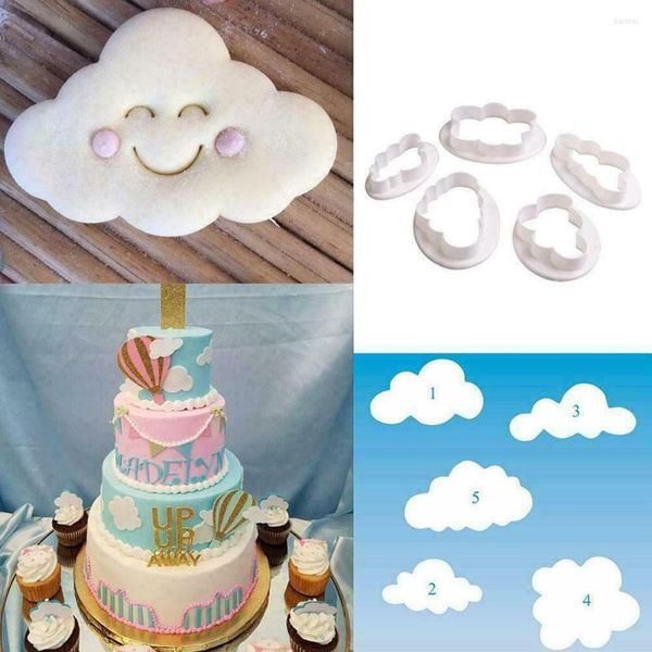 Moules de cuisson 5 pièces nuage forme emporte-pièce fait 3D imprimé Fondant pour gâteau décoration outils pouding bonbons savon bougie moules