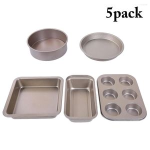 Moldes para hornear 5 unids cocina pastel molde conjunto antiadherente pan para hornear herramientas de acero al carbono moldes de mousse resistentes al calor