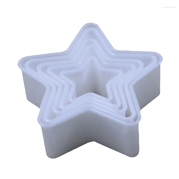 Moldes para hornear 5 unids/set en forma de estrella molde de pastel de plástico cortador de galletas sello de galleta fondant herramientas de decoración corte de chocolate de arcilla