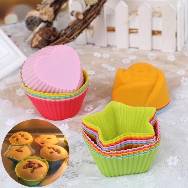 Moules de cuisson 5pcs silicone gâteau cupcake tasse circulaire étoile en forme de coeur outil ustensiles de cuisson moule muffin bricolage petit