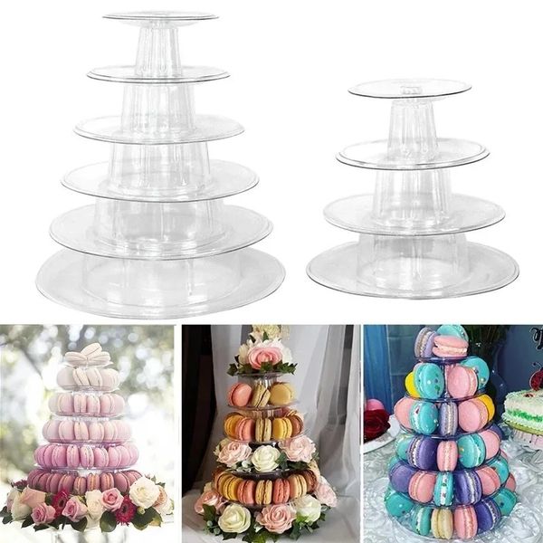 Moldes para hornear 6 4 niveles Redondo Macaron Tower Stand Cake Display Rack Cupcake Postres para Baby Shower Boda Decoración de cumpleaños 231128