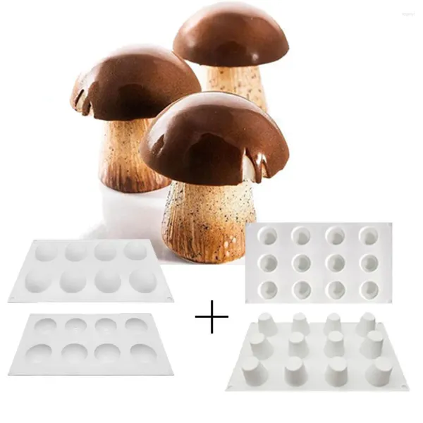 Moules de cuisson 6/8 cavités forme de champignon moule en silicone demi-rond moule à gâteau cône mousse dessert outils de décoration accessoires de cuisine