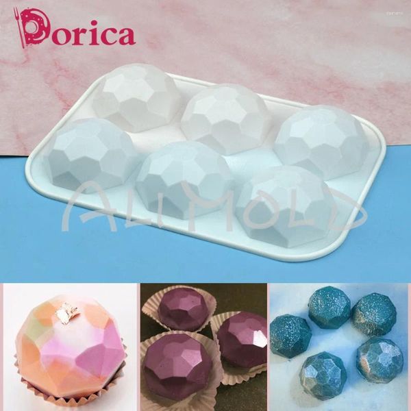 Moldes para hornear 6 Cavidades Gemstone Molde de silicona Diy Jabón de jabón artesanal Moldura Pastilla Herramientas de decoración de hielo Accesorios de cocina para hornear