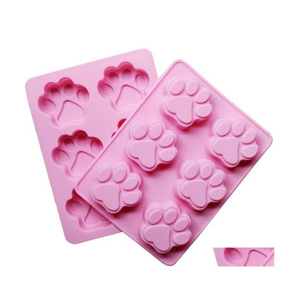 Moldes para hornear 6 Cavity Cat Paw Print Sile Fondant Cake Mod Candy Chocolate Jabón Molde hecho a mano Herramientas de decoración Drop Delivery Home Ga Dhdml