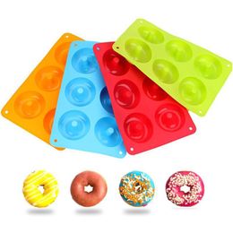 Bakvormen 6 Cavity Donut Mould Diy Cake Mod Kitchen Tool Chocolate Biscuit Non-stick Candy 3D Sile Pan Drop Delivery Home Garden Di Dh8Aw