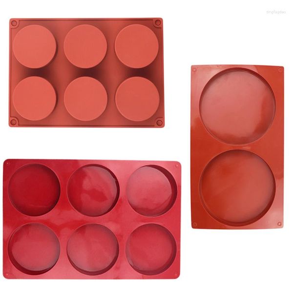 Moldes para hornear 6 cavidades molde de silicona de disco grande adecuado para muffin pan resina hamburguesa chocolate tarta quiche decoración de pasteles