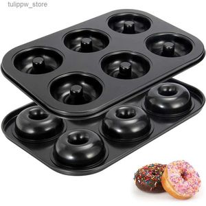 Moldes para hornear 6-Grid Donut Pan Acero al carbono Cupcake Molde para hornear Hornear Bandeja antiadherente Mini Muffin Pan Bagel Cake Pan DIY Cartoon CakebakingPan L240319