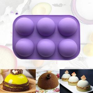Moules de cuisson Moule en silicone à 6 trous utilisé pour les ustensiles 3D Gâteau hémisphérique au chocolat Outils de cuisine