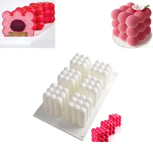 Bakvormen 6 holes 3D magische kubus siliconen cake schimmelgereedschap voor hart ronde cakes chocolade brownie mousse make dessert mal