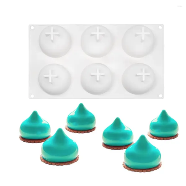 Moldes para hornear 6 agujeros 3D Gotas de agua Molde de silicona Mousse Cake Ice DIY Craft Jabón Vela Decoración Accesorios de herramientas