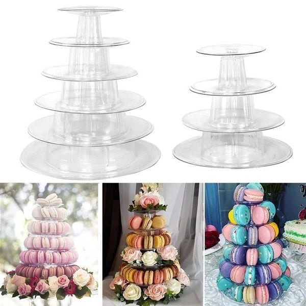 Moldes para hornear 64 Tingkatan Bulat Macaron Tower Stand Cake Display Rack Cupcake Postre untuk Baby Shower Dekorasi Pernikahan Ulang Tahun 230425