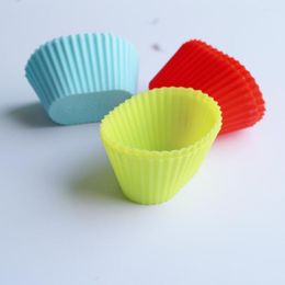 Bakvormen 6pcs Versiering Kleurrijke Ovale Vorm Siliconen Cupcake Liners Mold Muffin Bakvormen Gebak Tool Willekeurige Kleur