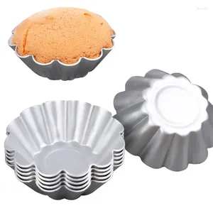 Moules de cuisson 6pcs antiadhésifs en alliage d'aluminium en alliage d'aluminium moule à tarte en forme de fleur réutilisable mini cupcake et muffins tartelettes gâteau