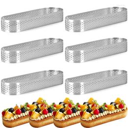 Moldes para hornear 6 piezas muffin ovales anillos de tarta de acero inoxidable anillo poroso pastel perforado mousse galletas de hojaldre