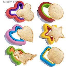 Bakvormen 6 stuks Zandsnijders Sealer Set Koekjesbroodsnijder Mallen Dinosaurusvormen Zandmaker Mallen Leuke Bento Lunchbox voor kinderen.L240319