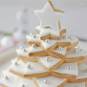Bakvormen 6 stks/set Kerstboom Cookie Cutter Mold Vijfpuntige Stervorm Taart Decoratie Tool
