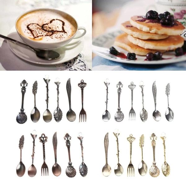 Moules de cuisson 6x Vintage Royal Coffee Spoon Fork Fork Ice Cream Dessert Solatware Spoons