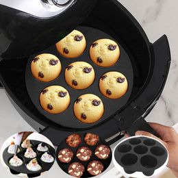 Backformen 7 Löcher Airfryer Silikon Topf Muffin Tasse Form Air Fryer Zubehör Kuchen Mikrowelle Ofen Pfanne Für Gebäck 230601