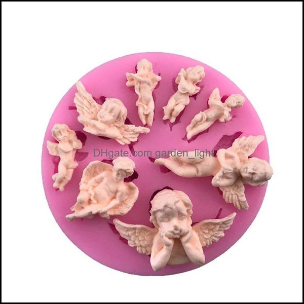 Moldes para hornear 8 Cavidad Fairy Angel Baby Sile Mold Querubín angelical con alas Mod para pastel Fondant Chocolate Moldes de arcilla polimérica 446 R2 Dhnzb