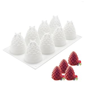 Bakvormen 8 Grids Kerst Dennenappel Kaars Siliconen Mal 3D Creatieve Gebak Cupcake Cookie Cake Chocolade Mallen Dessert Maker