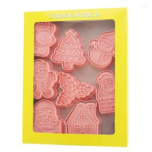 Moules de cuisson 8 pièces/ensemble noël biscuit gaufrage moule dessin animé Santa flocon de neige motif couteau fête Fondant gâteau décoration outil