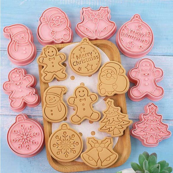 Moules de cuisson 8 pcsset bricolage outils de décoration de gâteau de Noël dessin animé biscuit moule emporte-pièces ensemble en plastique 230923