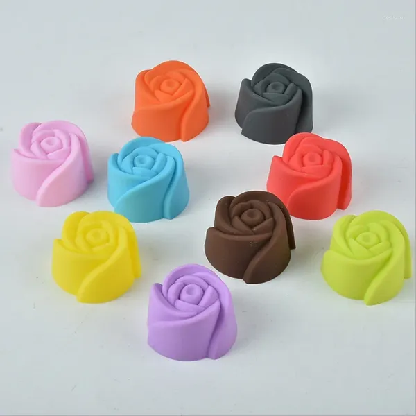 Moules de cuisson 8 pièces Fleur Rose Gâteau Moule Cupcake Liner Outil Pochoir Forme Pâtisserie Savon Chocolat Muffin Silicone Biscuit Cuisine