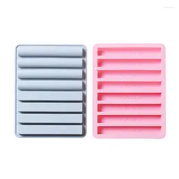 Moldes para hornear 8 celdas DIY Crayon Moldes Pastel Molde de silicona Caramelo Chocolate Gumpaste Semi-cilíndrico Tira en forma Gadget D08D