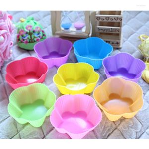 Moules de cuisson 8pcs 7.7cm Fleur Muffin Silicone Moule Cuisson Cupcake Liner Stand DIY Gâteau Décoration Outils