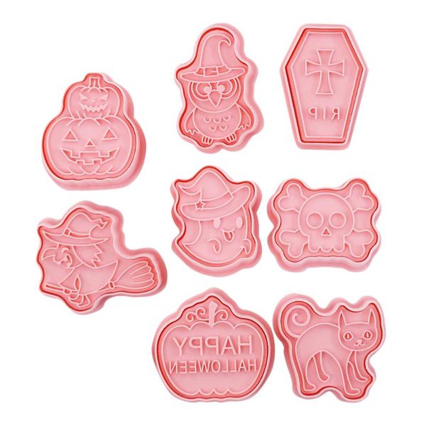 Moldes para hornear, 8 Uds., adorable molde de plástico para galletas de dibujos animados, pastelería a presión para decorar la cocina, hornear