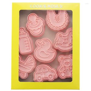 Bakvormen 8 stks baby shower schimmel cartoon beren fopspeen koekje snijder kinderen gebakje decor cake stamper keuken koekje maker gereedschap gereedschap