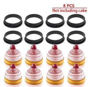 Bakvormen 8 stks ronde vorm cake mold mousse cirkel snijder decoreren gereedschap Frans dessert diy geperforeerde ring non stick bakware taart 230217