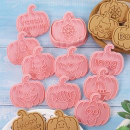 Bakvormen 8 stks/set Halloween Cookie Cutters Diy Pumpkin Face Biscuit Mold Fondant Embosser Stamp Cake Decorating Tool Supplies