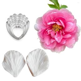 Moules de cuisson 9pcs Peony Petal Flower Veiners Coupers Silicone Moule de feuille de gâtep