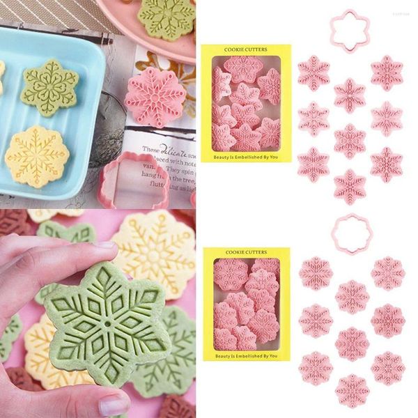 Moldes para hornear 9 piezas/set 3d copo de nieve con moho de galletas para galletas de galletas