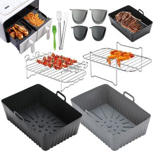 Moules de cuisson Ensemble d'accessoires pour friteuse à air Panier en silicone pour friteuse à air Plateau de cuisson pour four Revêtement de pot en silicone Cuiseur à vapeur Grille à rôtir pour Ninja 231018