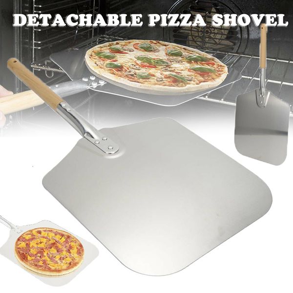 Moldes para hornear, espátula de aluminio para Pizza, mango largo de madera, pala para pelar, herramienta de cocina, elevador, cortador de pasteles, paleta, accesorio de cocina 230804