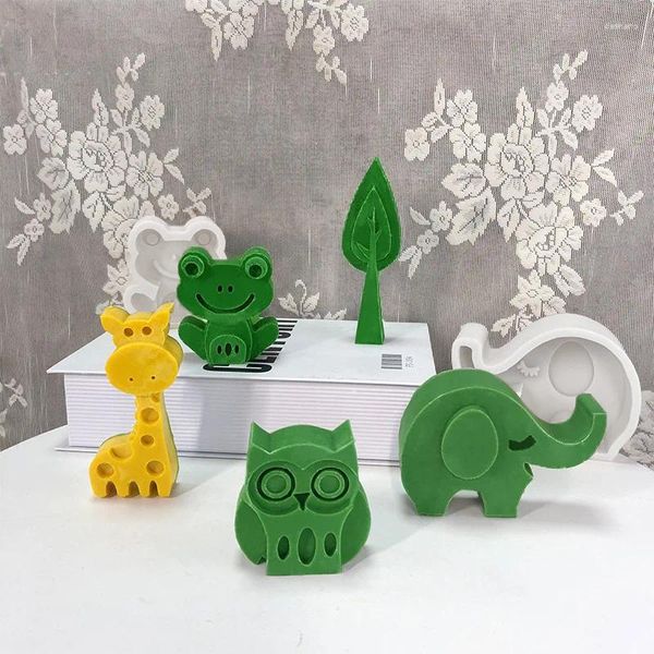 Moldes para hornear Vela Animal Molde de silicona Rana Jirafa Árbol joven DIY Hogar Hecho a mano Molde Regalos de Navidad para niños