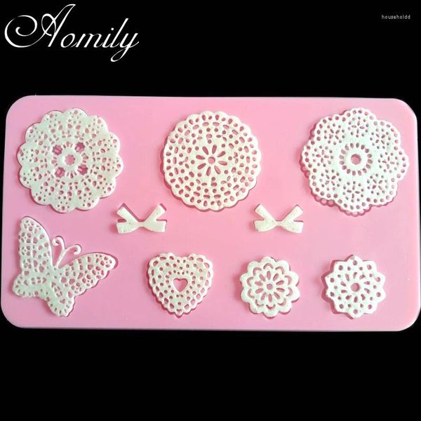 Moules de cuisson Aomily dentelle fleur papillon gâteau de mariage silicone beau fondant moule mousse sucre artisanat tapis de glaçage outils de pâtisserie