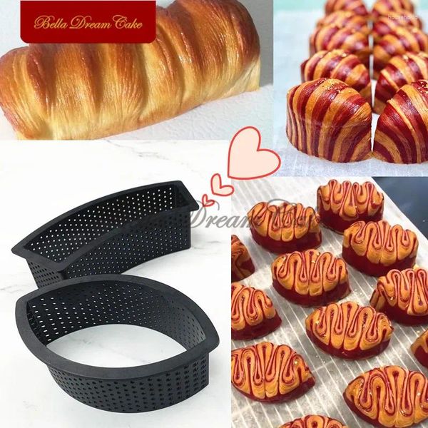 Moules de cuisson Arc / Ovale Forme Danemark Pain Anneau Moule Français Dessert Mousse En Plastique Moule Perforé Toast Cercle Gâteau Décoration Outil