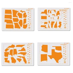 Bakvormen aankomst 4 pc's/set map cake stencils voor muren schilderen in reliëf maken diy ambachtelijke papieren kaartsjabloongereedschap