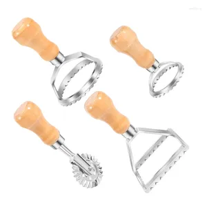 Moules de cuisson AT14 Ravioli Maker Cutter Stamp Set-Pâte de pointe et tampons de presse avec poignée en bois-pour boulettes de pâtes Lasag