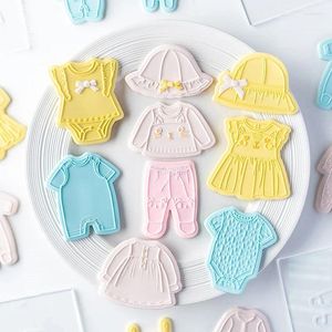 Bakvormen babykleding koekjes mutsen rijpend douche verjaardag fondant koekje gereedschap voor cake decoreren accessoires kinderen
